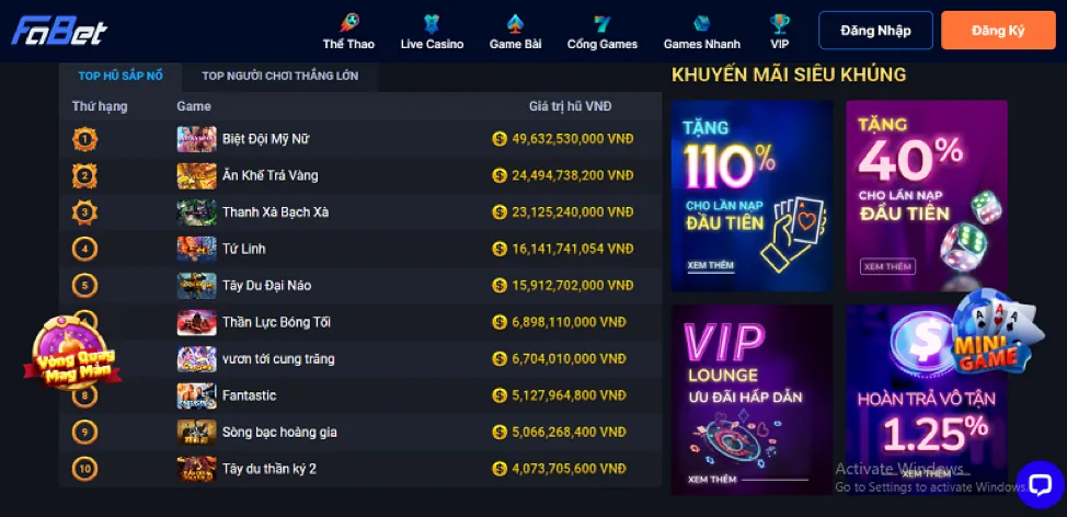 Chương trình hoàn trả cho người chơi slot